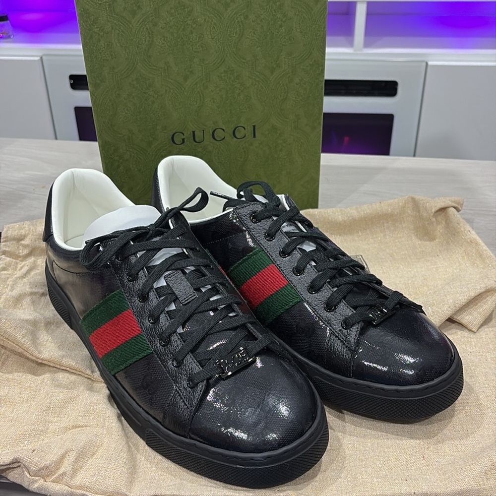 Gucci Mens Ace GG Crystal Canvas Sneakers *BRAND NEW* *FULL INCLUSION*